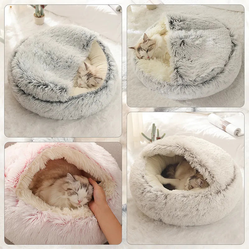 Winter Long Plush Cat Bed - Petsunsets